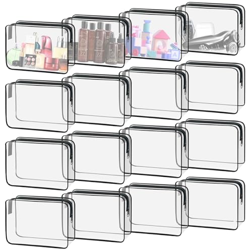 16 Pack Waterproof TSA Approved Cosmetic Toiletry Bags - Black Large