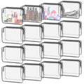16 Pack Waterproof TSA Approved Cosmetic Toiletry Bags - Black Large