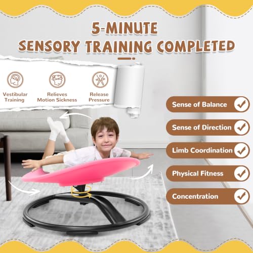 Kids Sensory Spin Chair - Autism Autistic Spectrum Therapy Toy - Pink Round