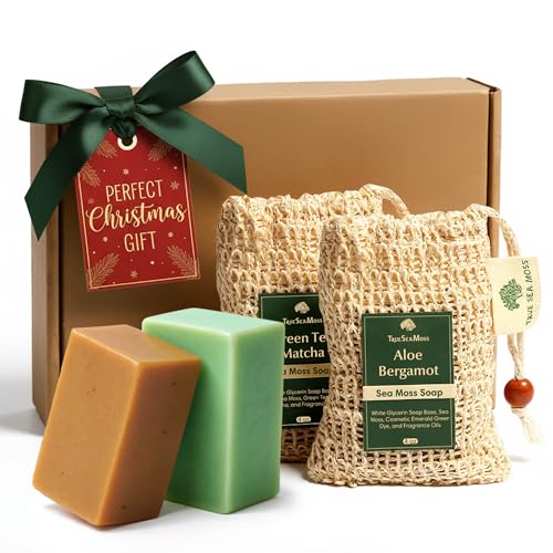 Sea Moss Soap Bar ? Detoxifying Green Tea Matcha & Aloe Bergamot ? All-Natural Handmade Soap for Sensitive Skin, Face & Body ? Holiday Gift or Christmas Stocking Stuffer for Men & Women