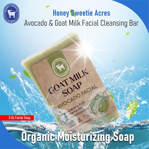 Honey Sweetie Acres All-Natural Skincare Bundle ? Avocado Cleansing Bar, Vitamin B Serum & Goat Milk Cream ? Hypoallergenic, Fragrance-Free for Sensitive Skin
