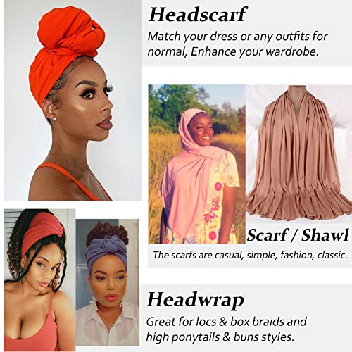 XTREND 6-Piece Solid Color Turban Head Wrap Set for Women - Breathable, Elastic, Fashionable | Black, Camel, White, Orange, Pink, Turmeric