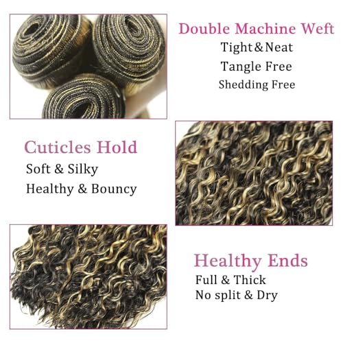 Blonde P1B/613 Kinky Curly Hair Bundles - Unprocessed Brazilian Virgin Hair 18/20/22 Inch - 3 Bundles