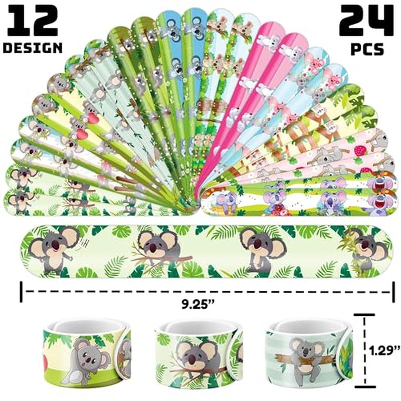 48 PCS Koala Party Set - 24 PCS Temporary Tattoos & 24 PCS Slap Bracelets - Adorable Koala-Themed Gifts for Kids, Girls, and Boys - Perfect for Birthdays, Baby Showers, Classroom Rewards & Decor