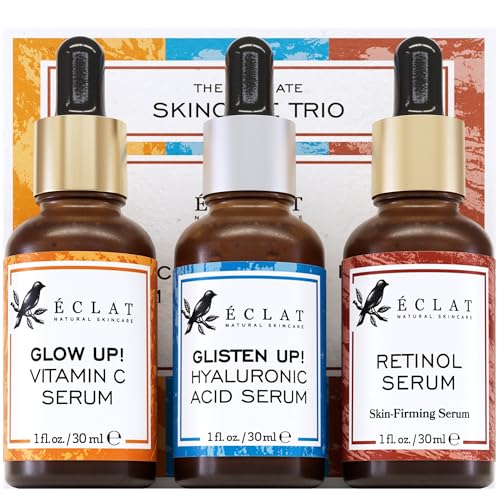 Eclat Skincare Face Serum Set ? Vitamin C, Retinol, Hyaluronic Acid for Hydration & Anti-Aging ? Brightening & Firming Facial Serums ? 3 Pack Face Care Set