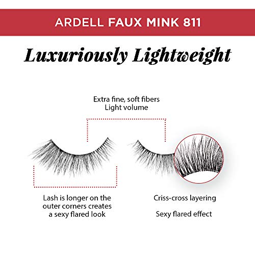 Black 811 Faux Mink Lashes - Knot-Free Invisiband, Natural Wispy Reusable Fake Eyelashes - 4 Pairs