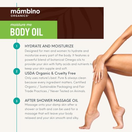 Mambino Organics Moisture Me Nourishing Body Oil, Lightweight Skincare & Body Care Oil with Shea Butter, Almond & Pomegranate Oils, Fast-Absorbing Moisturizing Body Oil, Cruelty-Free, 4 fl oz, 3-Pack