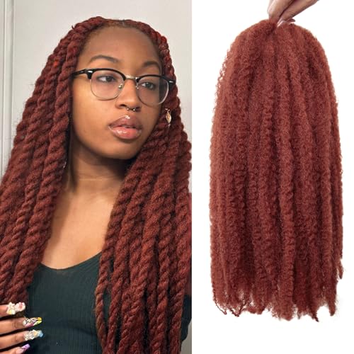 QRHSUKA 18 Inch Ginger Marley Twist Braiding Hair - 8 Packs Afro Kinky Curly Extensions