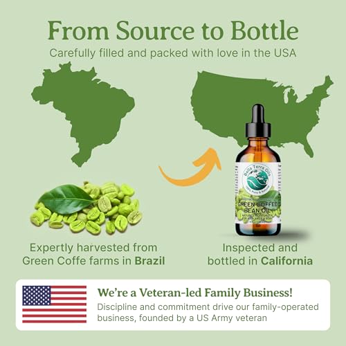 Bella Terra Oils Green Coffee Bean Oil 16 oz Cold-Pressed Skin & Hair Oil, Pure Cosmetic Grade