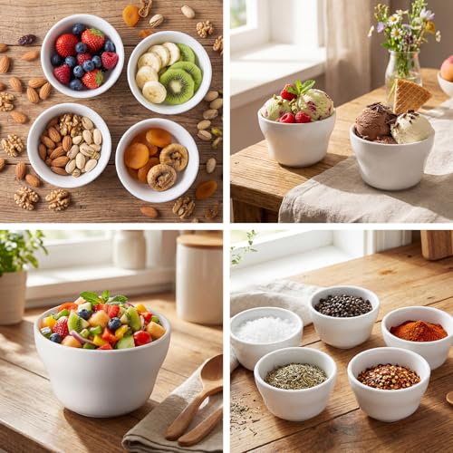 Suclain 8 oz White Porcelain Soup & Dip Bowls Set of 36