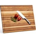 Large Teak Wood Cutting Board 24x18 Inches - Solid Wooden Butcher Block - Natural Beeswax Finish