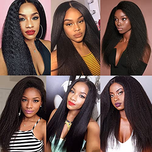 HeumHrn 16-Inch Natural Black Yaki Straight Human Hair Bundles 3-Pack