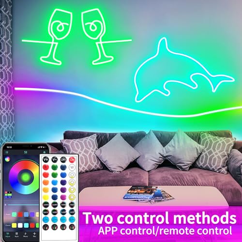 Segrass 100ft RGB LED Neon Rope Lights Waterproof Flexible Strip with Remote APP Control