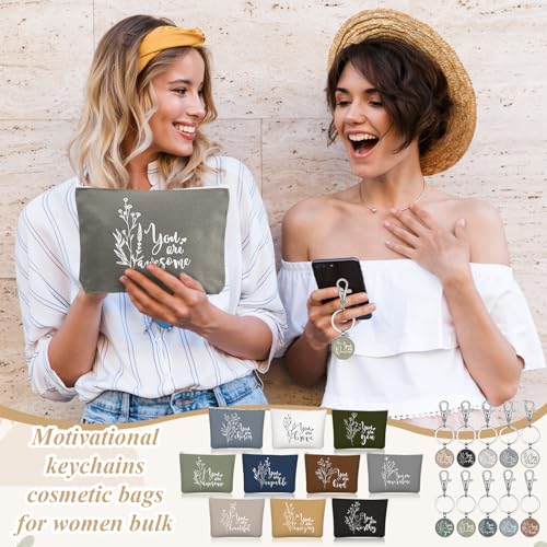 Sieral Aesthetics 20Pcs Canvas Makeup Bags & Keychains Set – Gift Bulk, Women