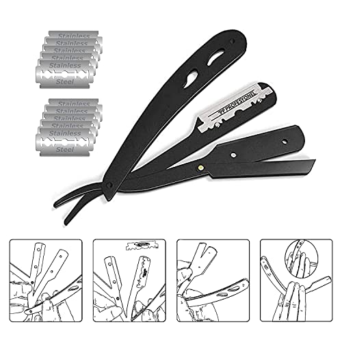 Beard Shaper, Beard Shaping Tools, Include Beard Template Guide, Professional Straight Edge Razor, 10 Count of Double Edge Blade, Barber Pencil, Beard Comb, 2 Stainless Steel Scissors