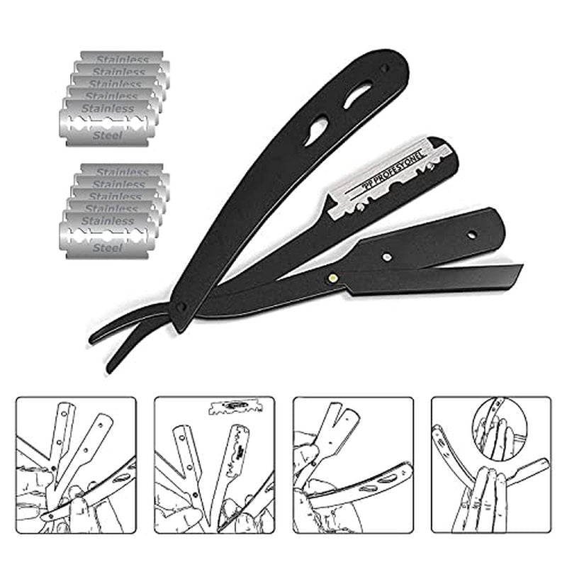 Beard Shaper, Beard Shaping Tools, Include Beard Template Guide, Professional Straight Edge Razor, 10 Count of Double Edge Blade, Barber Pencil, Beard Comb, 2 Stainless Steel Scissors