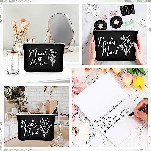 Irenare 36 Pcs Bridesmaid Proposal Gifts Set of 6 Will You Be My Bridesmaid 16 oz Glass Cup Brides Maid Cosmetic Bags Cards Bracelets Bridal Shower Favor Wedding Supplies Bachelorette Party(Black)