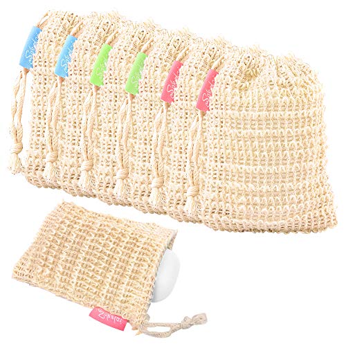 Bar Soap Saver Bags 6 Pieces, Shampoo & Conditioner Bar Holder for Preserve Soap Bars, Natural Sisal Soap Pouch for Exfoliating Body Scrubber, Travel Mesh Soap Pocket Soap Sack Use in Shower Bath
