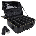 Large Capacity Travel Makeup Case - Black Portable Organizer with Adjustable Dividers and Shoulder Strap