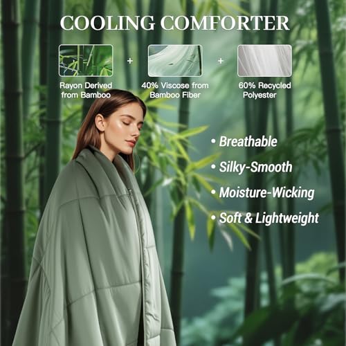 Sage Green Oversized King Bamboo Visco Comforter - Ultra-Soft All-Season Bedding