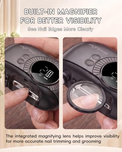 Electric Nail Clipper 3-in-1 Nail Trimmer with LED Light & Magnifier