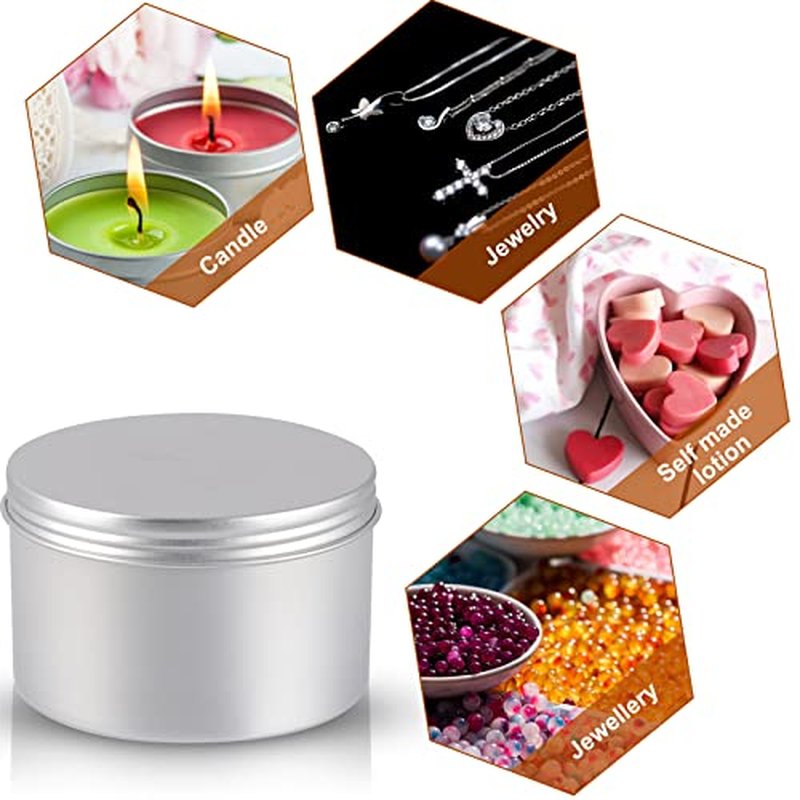 42 Pack Round Cans with Screw Lid 7 Oz Aluminum Metal Tins DIY Food Candle Containers for Lotion Bars, Balms, Salve, Spices, Beard Balm, Crafts with 4 Markers 6 Sheets Label Stickers