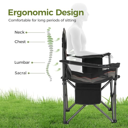 Oversized Camping Chair with Lumbar Support - Black, 1 Pack