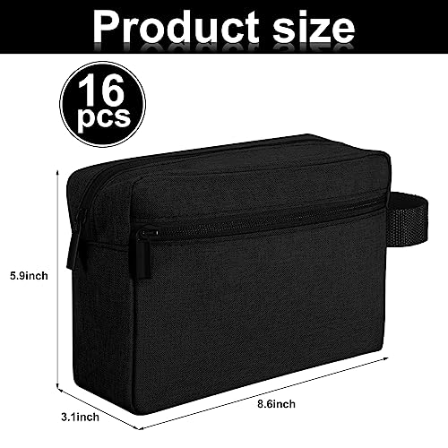 Paterr 16 Pcs Travel Toiletry Bag for Women Men Large Water Resistant Shaving Bag Hanging Cosmetic Bag with Handle and Divider Storage Travel Pouch Case (Black)