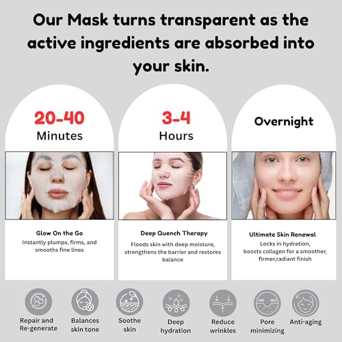 SG Bio- Collagen Real Deep Mask ? Overnight Hydrating Collagen Face Masks Skincare| Anti-Wrinkle,Firming,Pore Minimizing,Elasticity Enhancing | Hydrogel Sheet Mask for All Skin Type. (34g x 6-Pack)