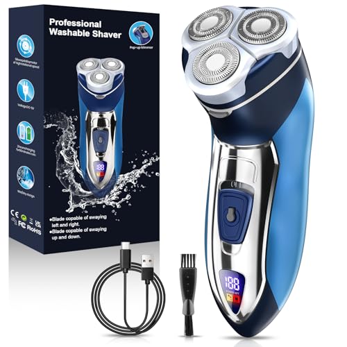 Electric Razor for Men, Rechargeable Electric Shavers for Men Face,LED Display,Wet/Dry Waterproof Men's Electric shavers, Cordless Razor with Pop Up Trimmer
