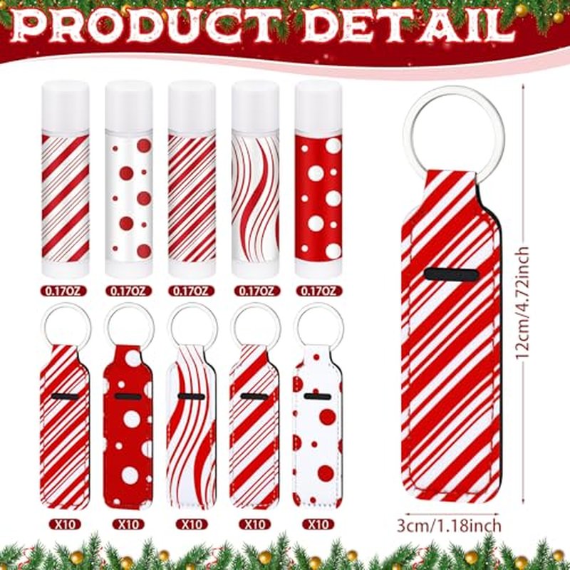 25set Easter Gifts Bulk for Adults, Easter Basket Stuffers for Adults Lip Balm with Lipstick Holder Keychains, Moisturizing Lip Care for Employee Teachers Staff(Xmas Color,50 Set)