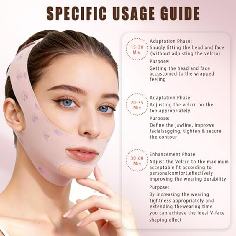 Chin Strap for Sleeping, Double Chin Reducer Eliminator for Women, Reusable V Line Lifting Mask Face Slimming Strap, Breathable Jawline Exerciser Lifting & Firming Prevent Sagging