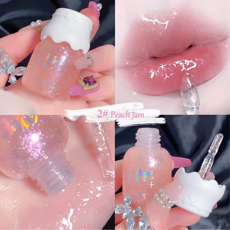 5 Colors Shimmer Lip Gloss Set Hydrating Lip Glow Oil Cute Hydrating Tinted Lip Transparent Balm Set