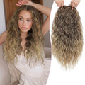 20 Inch Ash Brown to Blonde Ombre Curly Hair Topper - Clip-In Volume Extension