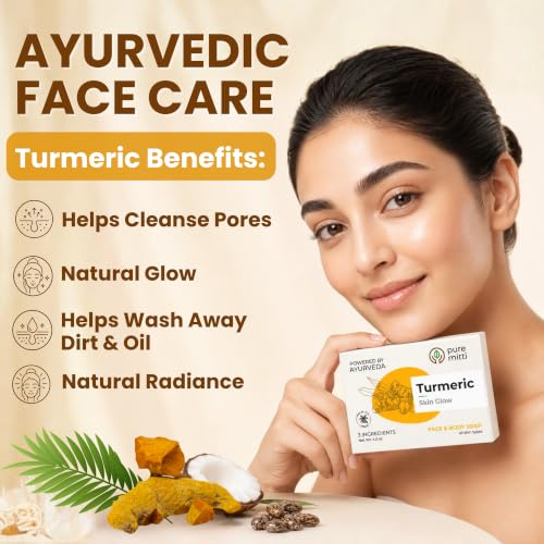 Turmeric Soap Bar for Face and Body 4.5 Oz Pack of 3 - Kojic Acid Free, Handmade