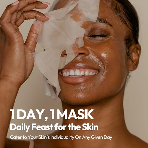 K-Beauty Daily Sheet Face Mask Pack of 8 - Collagen, Honey, Charcoal & More - Version 1