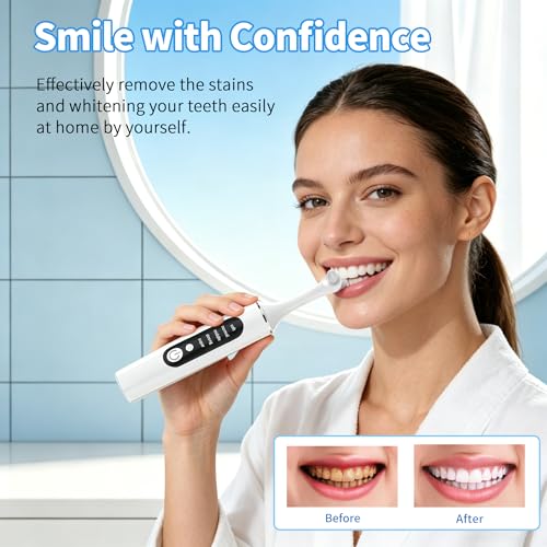 JUSIIUE Rechargeable White Tooth Polisher Kit with LED Light & 6 Heads