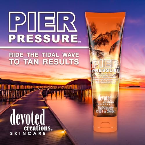 Transfer Resistant Dark Tanning Lotion with Bronzing & Moisturizers - Devoted Creations Pier Pressure