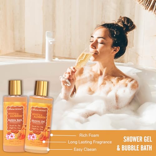 Honey Almond Bath & Body Gift Set for Women - 13pcs Spa & Self-Care Gift Basket