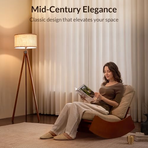 Brown Tripod Floor Lamp - Mid Century Modern Standing Lamp for Living Room