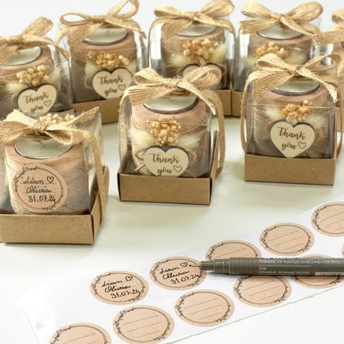 40 Pack Rustic Tealight Candle Holders Wedding Favors Bulk Set - Gift Box Included