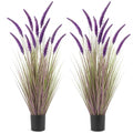 Purple Artificial Grass Plants in Pots - 5ft Tall 2-Pack Indoor Decor - Pure Purple