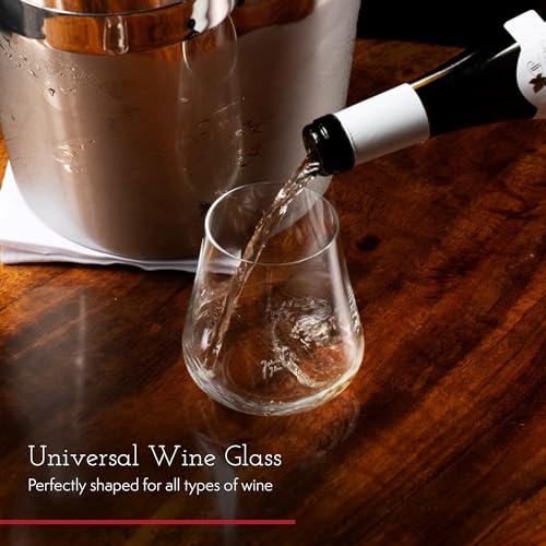 Stemless Crystal Wine Glasses Set of 6 - Universal Drinkware for Wine, Beer & Cocktails