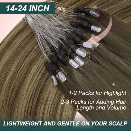 Easyouth 18in Micro Balayage Human Hair Extensions #4/24/4 Pack of 1