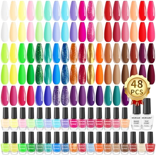 48Pcs Nail Polish Set with Base & Top Coat - Quick Dry, Long-Lasting Colors for Women & Girls - Variation of THIS listing