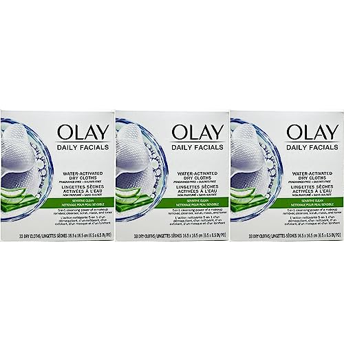 Unscented Olay Daily Gentle 5-in-1 Water-Activated Facial Cloths - 33 Count Pack of 3