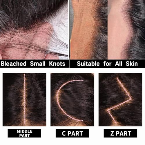 14 Inch Natural Black Lace Frontal Closure Body Wave Human Hair Extensions - Pre-Plucked HD Lace, Unprocessed Brazilian Virgin Hair