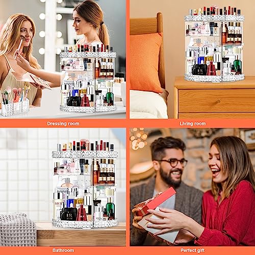 360° Rotating Makeup Organizer with Adjustable Layers - Clear A-Clear