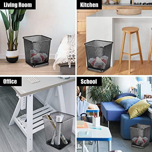 SHSYCER Black 6-Gallon Square Metal Mesh Trash Cans - 10 Pack Office & Home Wastebaskets (Variation: Black-6Gallon)