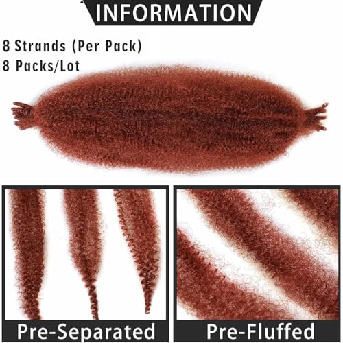 24 Inch Afro Twist Hair Extensions - 8 Packs Wine Red Synthetic Crochet Braids
